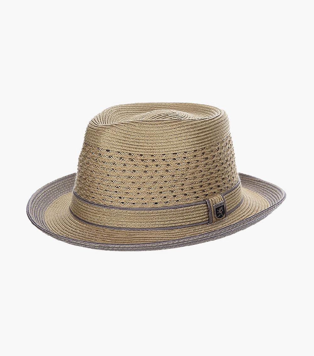 stacy adams Tyrone Fedora Poly Braided Pinch Front Hat Men’s Hats