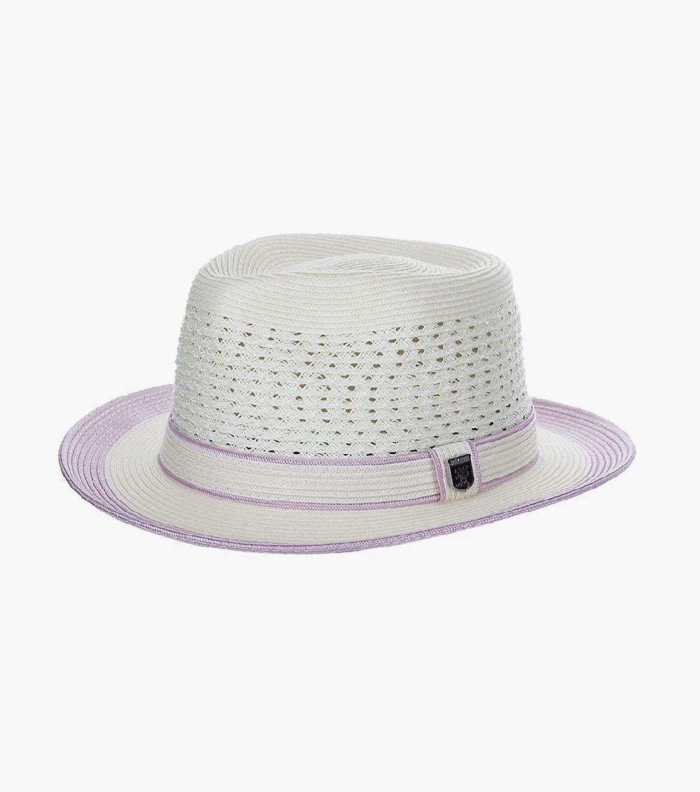stacy adams Tyrone Fedora Poly Braided Pinch Front Hat Men’s Hats