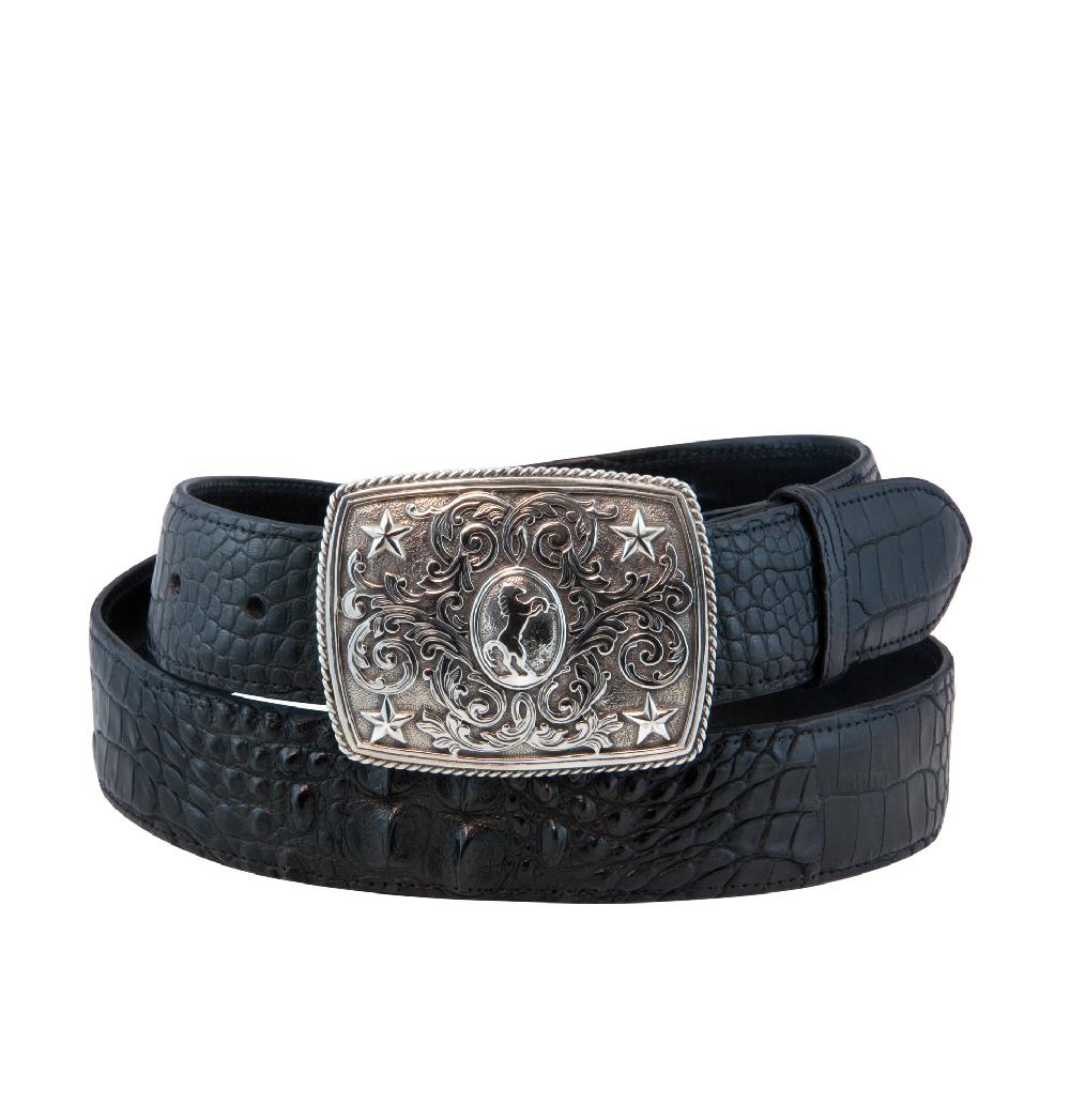 stallion boots & leather goods Black Horned Back Alligator