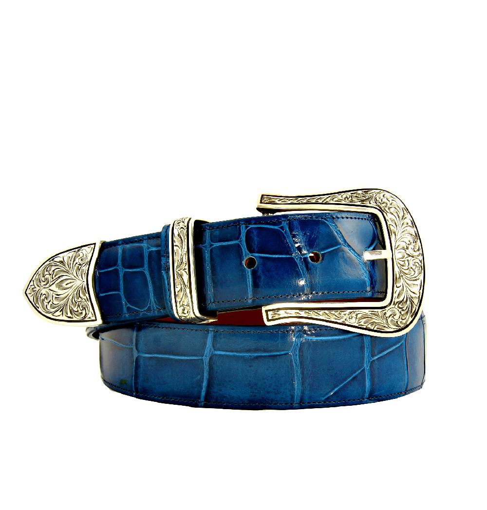 stallion boots & leather goods Indigo Blue Classic Alligator