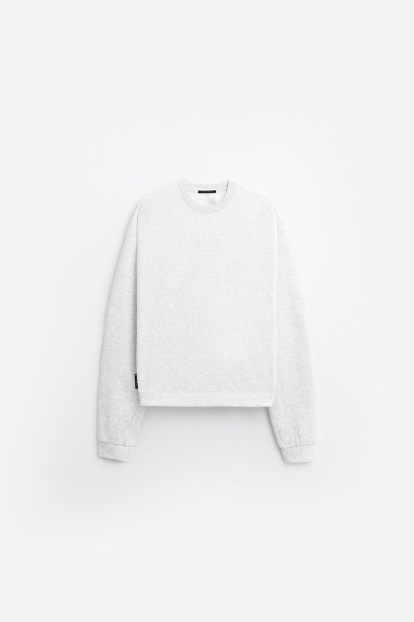 stampd Cropped Fleece Crewneck Oatmeal Heather Grey