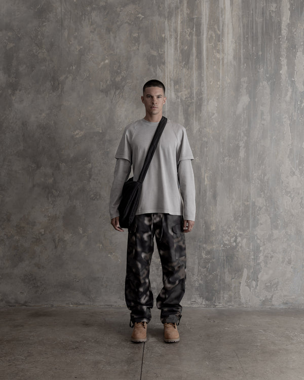 Stampd Double Layer LS Relaxed Tee - Vintage Washed Fog Heather Grey