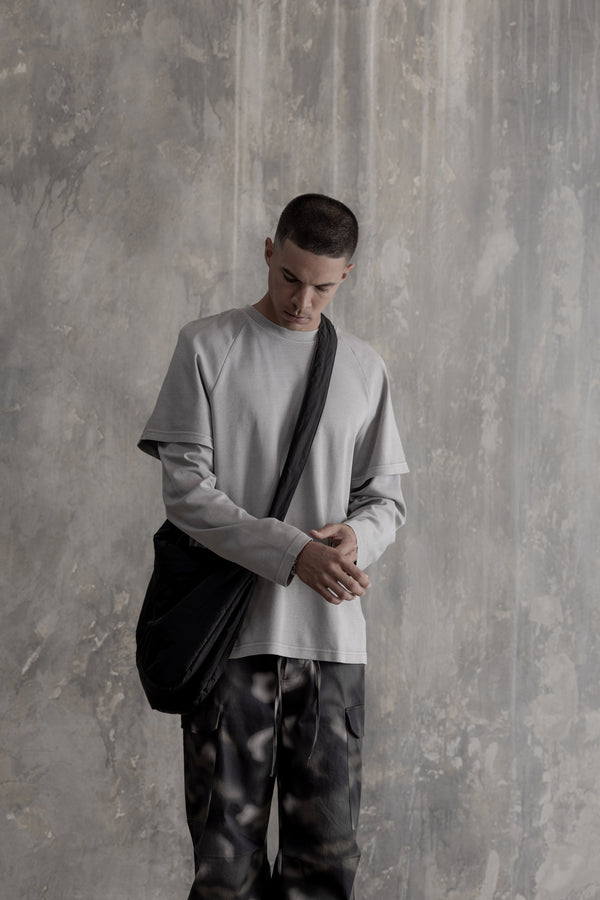 Stampd Double Layer LS Relaxed Tee - Vintage Washed Fog Heather Grey