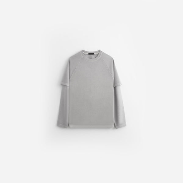 stampd Double Layer LS Relaxed Tee - Vintage Washed Fog Heather Grey