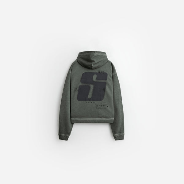 Stampd S24 Transit Oil Washed Cropped Hoodie Jade Oil Wash