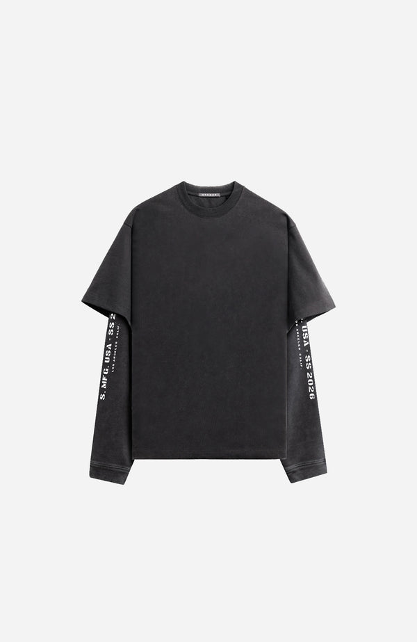 stampd S26 Double Layered LS Relaxed Tee - Vintage Washed Charcoal
