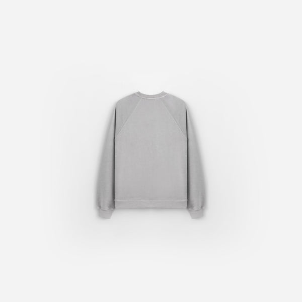 Stampd Stack Logo Raglan Crewneck - Vintage Washed Fog Heather Grey