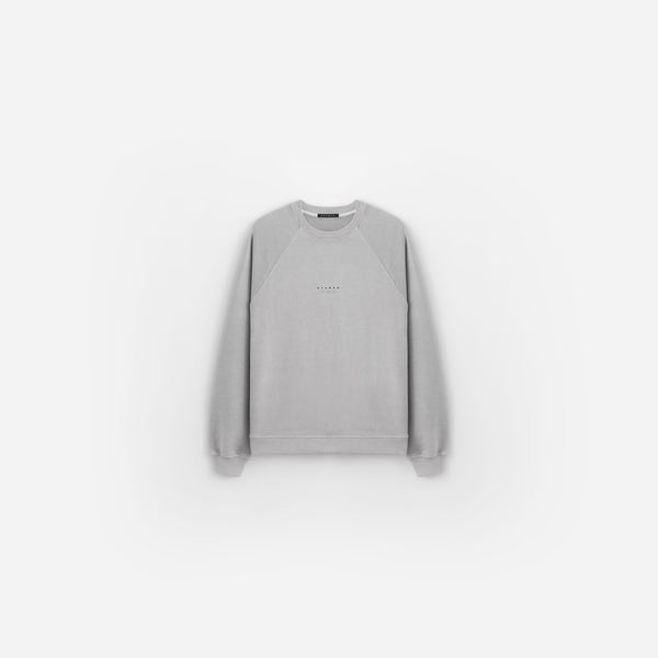 stampd Stack Logo Raglan Crewneck - Vintage Washed Fog Heather Grey