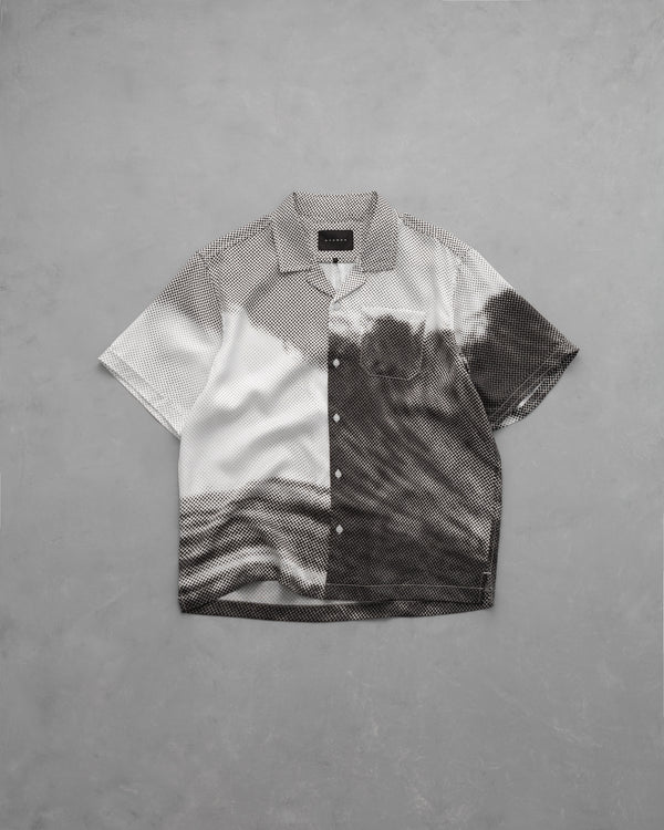 Stampd Black Wave Camp Collar Black Wave Print
