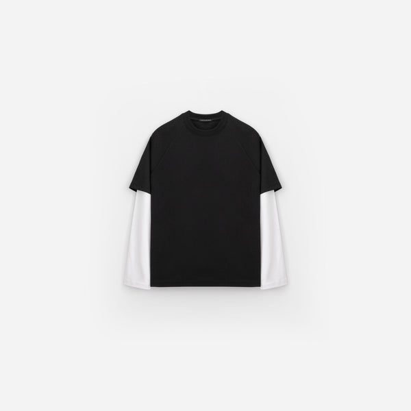 stampd Double Layer LS Relaxed Tee Black White