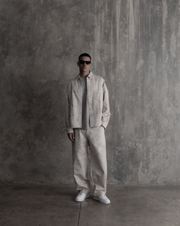 Stampd Stampd LA Stack Logo Relaxed Tee - Vintage Washed Fog Heather Grey