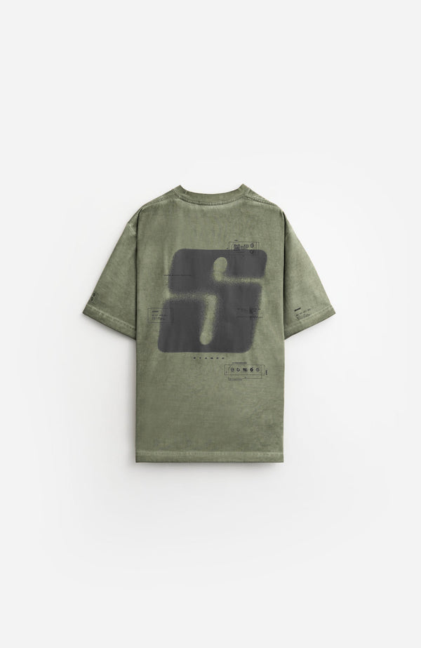 Stampd Oil Washed Transit Relaxed Tee Army