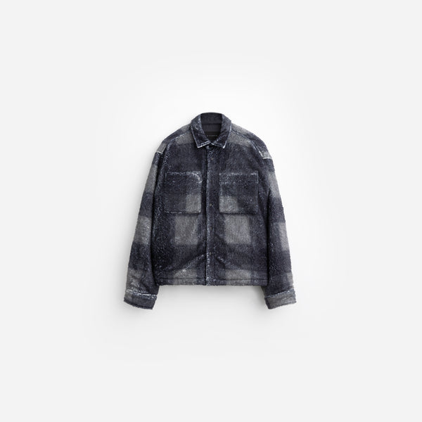 stampd Plaid Cropped Sherpa Buttondown Black Plaid