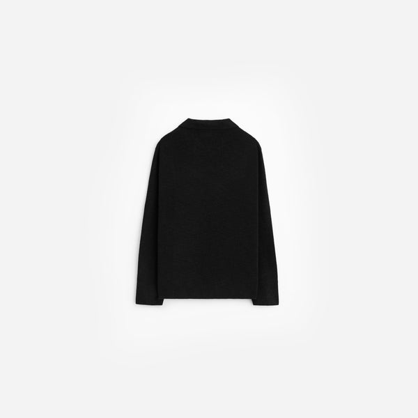 Stampd Ribbed Knit LS Polo Black