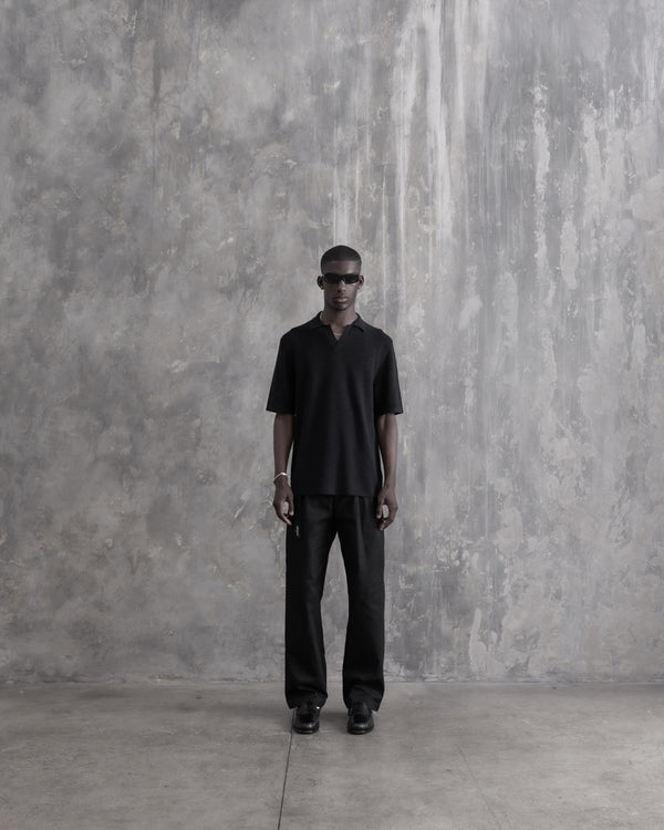 Stampd Ribbed Knit SS Polo Black
