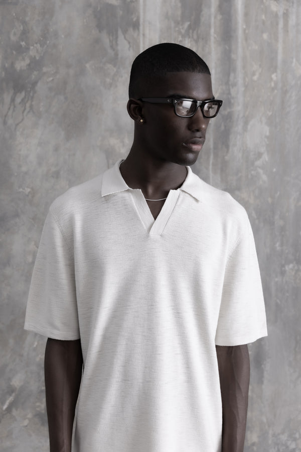 Stampd Ribbed Knit SS Polo Fog