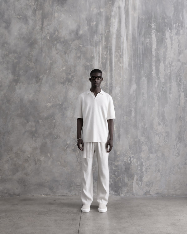 Stampd Ribbed Knit SS Polo Fog