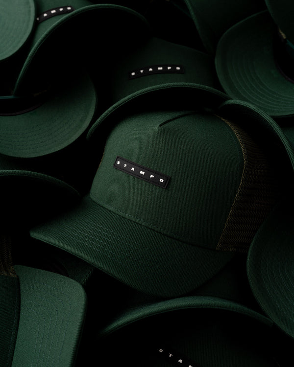Stampd Strike Logo Label Trucker Spruce