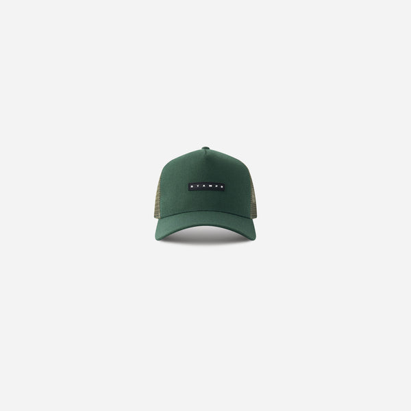 stampd Strike Logo Label Trucker Spruce