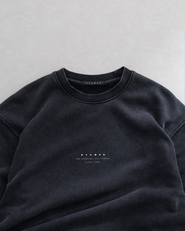 Stampd Strike Stack Logo Crewneck - Snow Washed Charcoal