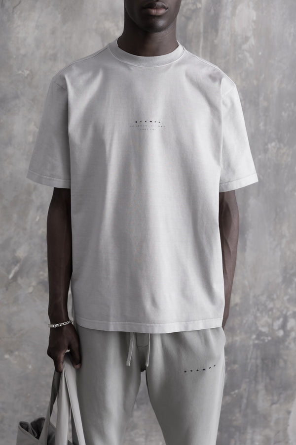 Stampd Strike Stack Logo Relaxed Tee - Garment Dye Fog