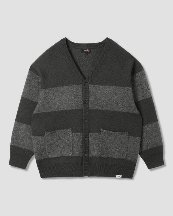 stan ray Knitted Cardigan Botanical Green/Charcoal Stripe Knitted Cardigan (Botanical Green/Charcoal Stripe)