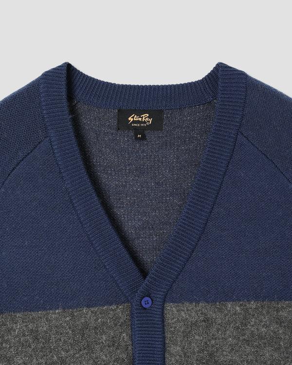 Stan Ray Knitted Cardigan Navy/Charcoal Border Stripe Knitted Cardigan (Navy/Charcoal Border Stripe)