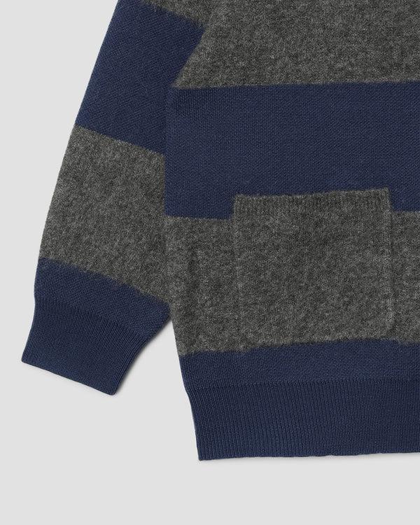 Stan Ray Knitted Cardigan Navy/Charcoal Border Stripe Knitted Cardigan (Navy/Charcoal Border Stripe)