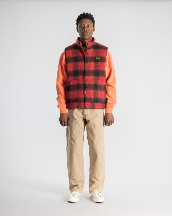 Stan Ray Down Plaid Vest Red Down Plaid Vest (Red)
