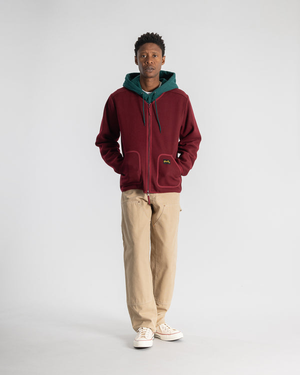 Stan Ray Wool Fleece Cardigan Dark Red Heather Wool Fleece Cardigan (Dark Red Heather)