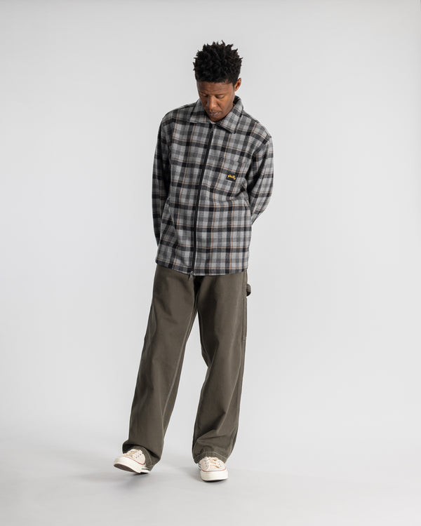 Stan Ray Zip Shirt Charcoal Plaid Zip Shirt (Charcoal Plaid)