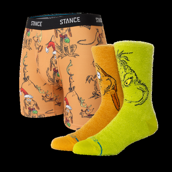 stance GRINCH FESTIVE BOXER BRIEF & CREW SOCK 2 PACK