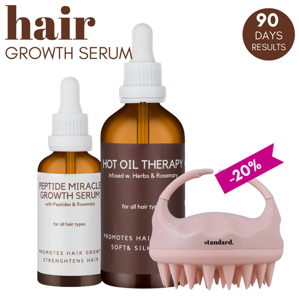 standard 90 days Hair Growth Bundle: Hot Oil Hair Therapy with Rosemary Oil & Peptide Miracle Hair Growth Serum
