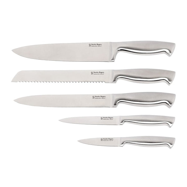 Stanley Rogers Modern Steel Metallic Baltic Blue 6 Piece Knife Block