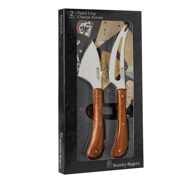Stanley Rogers Pistol Grip Acacia 2 Piece Cheese Knife Set