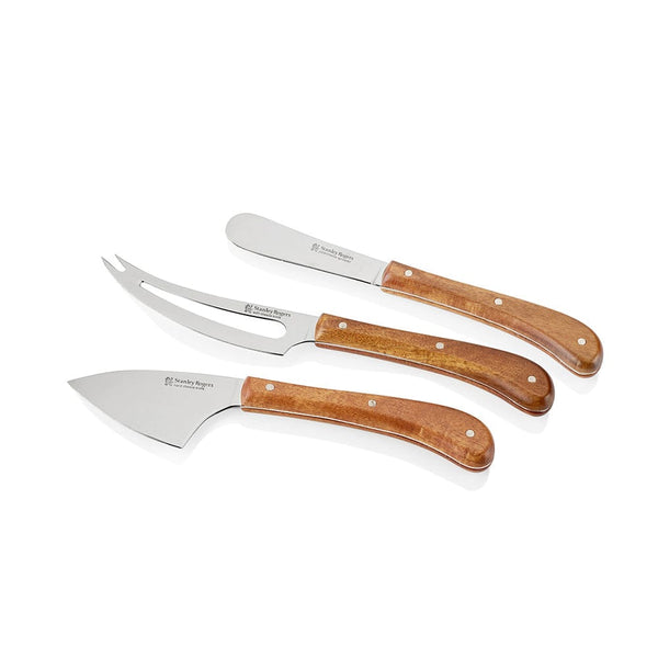 stanley rogers Pistol Grip Acacia 3 Piece Cheese Knife Set