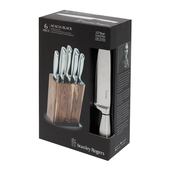 Stanley Rogers Black Acacia 6 Piece Knife Block