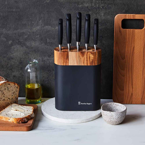 Stanley Rogers Black Oval 6 Piece Knife Block