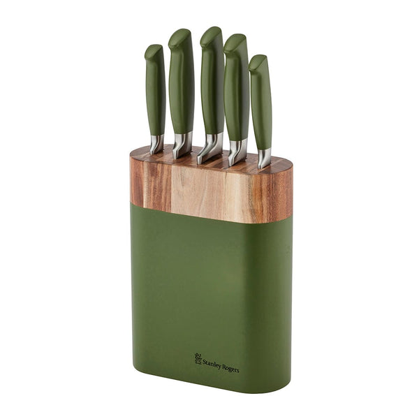 Stanley Rogers Olive Oval Knife 6 Piece Block Set
