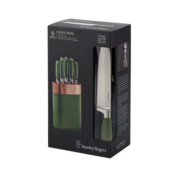 Stanley Rogers Olive Oval Knife 6 Piece Block Set