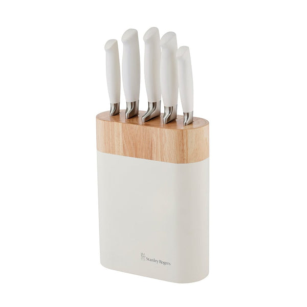Stanley Rogers White Oval Knife 6 Piece Block Set