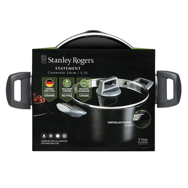 Stanley Rogers Statement Ceramic Non-Stick Recycled Aluminium Casserole 24cm