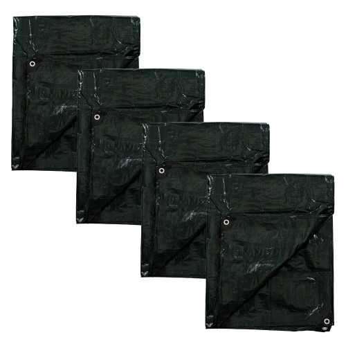 stansport 10' x 12' Dark Green Medium Duty Rip-Stop Tarp - 4 Pack