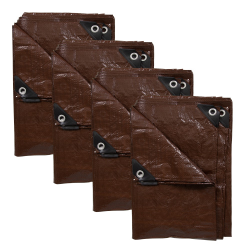 stansport 12' x 16' Brown Light Duty Rip-Stop Tarp - 4 Pack