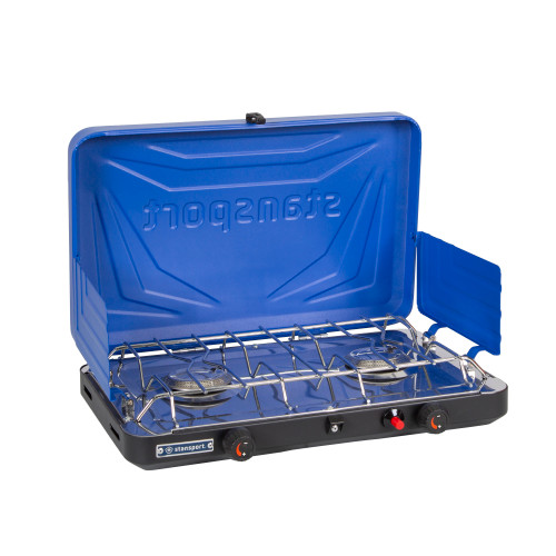 Stansport 2-Burner Propane Stove With Drip Pan & Piezo Igniter