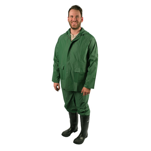 Stansport 2-Piece Laminated Industrial Rainsuit Green