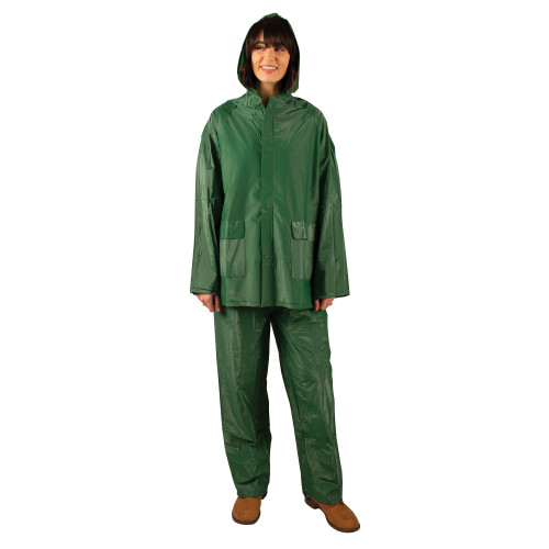 Stansport 2-Piece Laminated Industrial Rainsuit Green