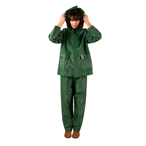 stansport 2-Piece Laminated Industrial Rainsuit Green