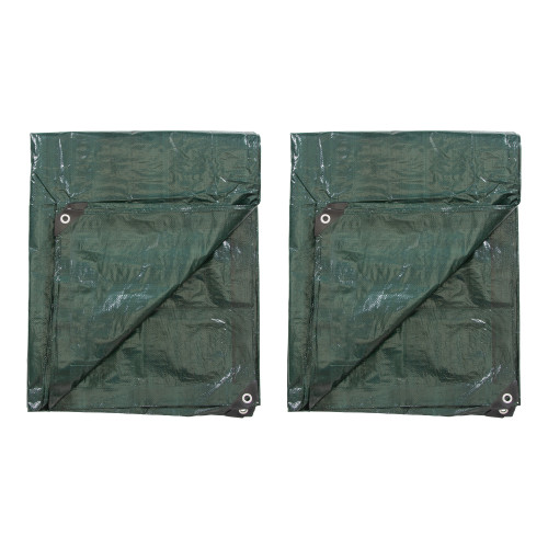 stansport 6' x 8' Dark Green Medium Duty Rip-Stop Tarp - 2 Pack