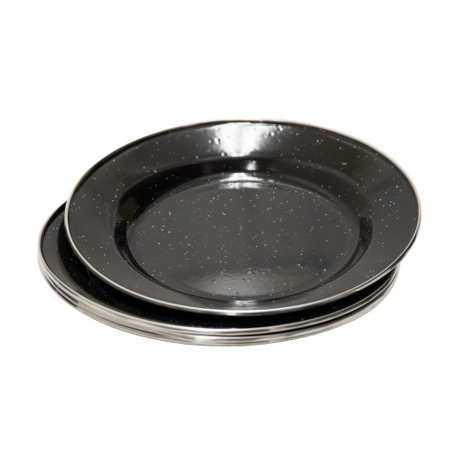 Stansport Deluxe 24-Piece Enamel Tableware Set Black
